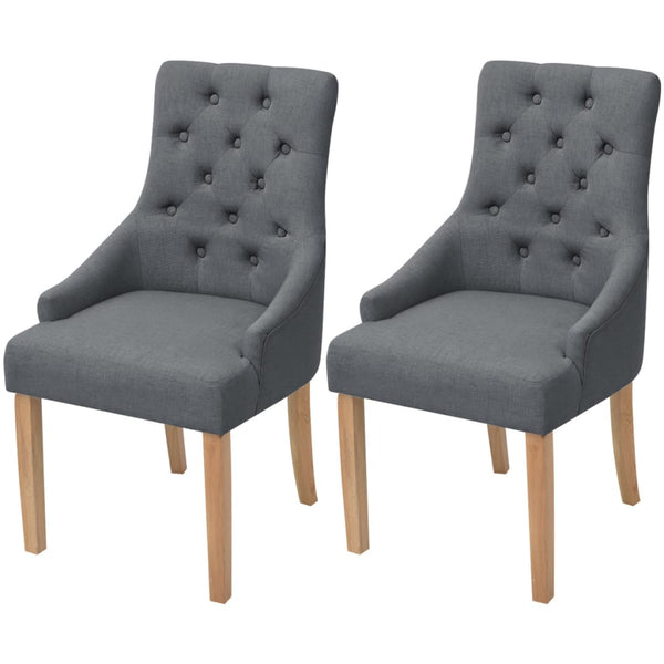 vidaXL Chaises de salle à manger 2 pcs Tissu gris foncé