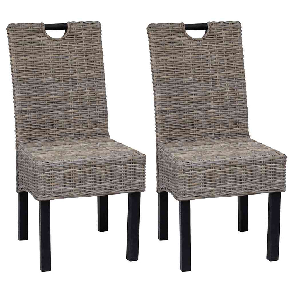 Esszimmerstuhl 2 Stk. Kubu-Rattan Mangoholz