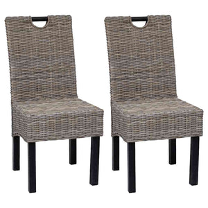 Esszimmerstuhl 2 Stk. Kubu-Rattan Mangoholz