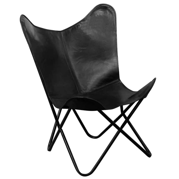 Butterfly-Sessel Schwarz Echtleder