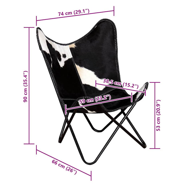 Butterfly-Sessel Schwarz Echtleder