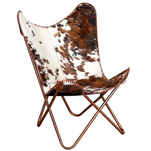 Butterfly-Sessel Braun und Weiß Echtes Kuhfell