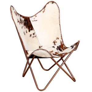 Butterfly-Sessel Braun und Weiß Echtes Kuhfell