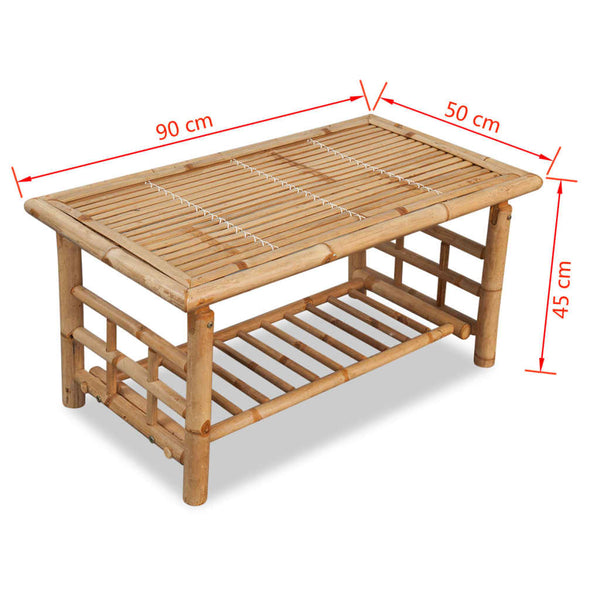 vidaXL Table basse en bambou 90x50x45 cm