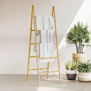 Doppel-Handtuchleiter mit fünf Bambussprossen 50 x 160 cm
