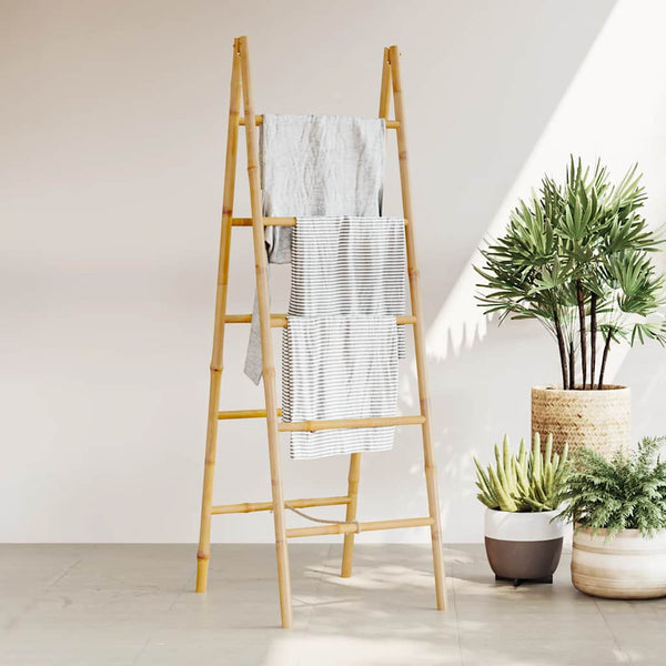Doppel-Handtuchleiter mit fünf Bambussprossen 50 x 160 cm