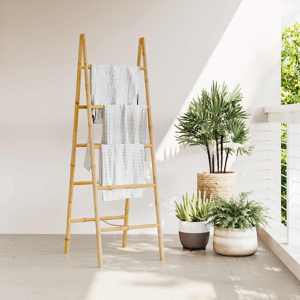 Doppel-Handtuchleiter mit fünf Bambussprossen 50 x 160 cm