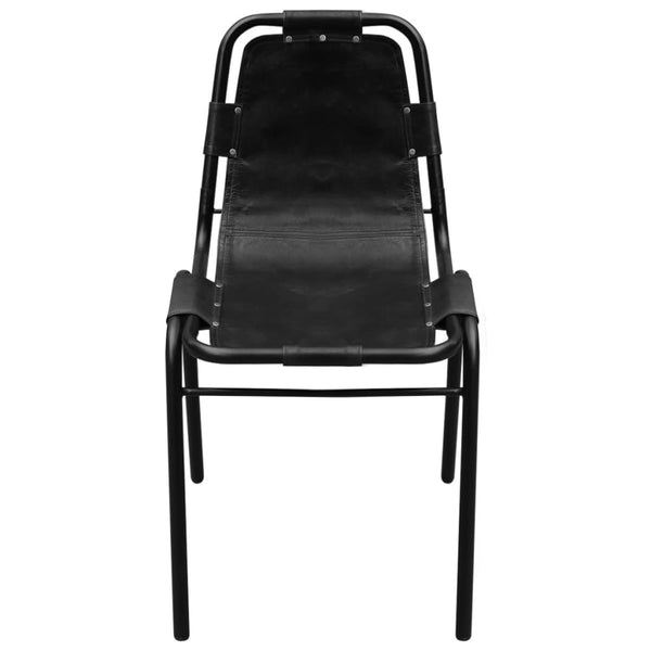 vidaXL Dining Chairs 2 pcs Black Genuine Leather