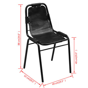 vidaXL Dining Chairs 2 pcs Black Genuine Leather