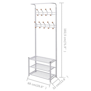 Garderobe mit Schuhablage 68×32×182,5 cm Weiß