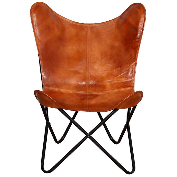Butterfly-Sessel Braun Echtleder