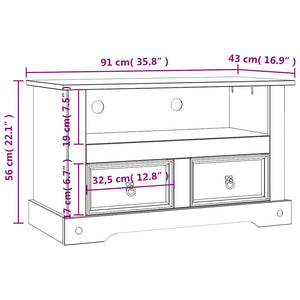 TV-Schrank Mexiko-Stil Kiefernholz 91x43x56 cm
