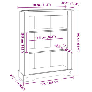 vidaXL Bibliothèque 3 étagères style mexicain pin 80x29x100 cm