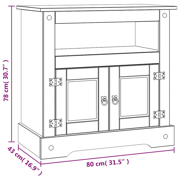 vidaXL Meuble TV de style mexicain en pin massif Corona 80 x 43 x 78 cm
