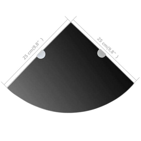 Eckablage mit Verchromten Halterungen Glas Schwarz 25x25 cm