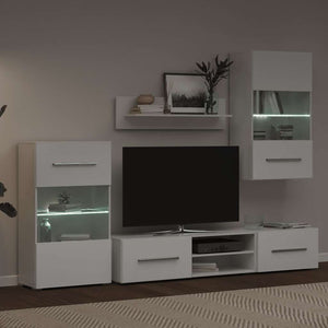 Fünfteilige Wohnwand TV-Schrank mit LED-Beleuchtung Weiß