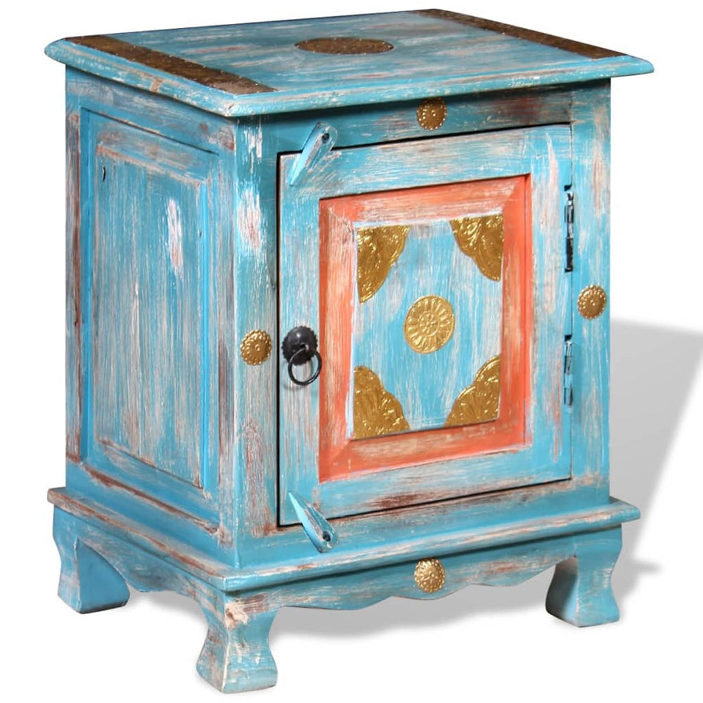 Nachttisch Massivholz Mango Blau