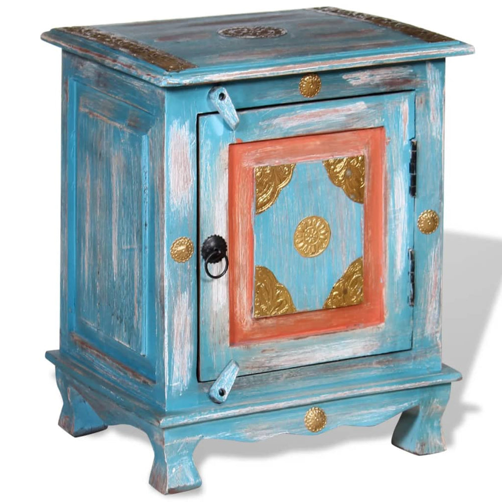 Nachttisch Massivholz Mango Blau