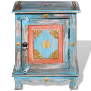 Nachttisch Massivholz Mango Blau