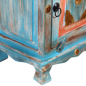 Nachttisch Massivholz Mango Blau