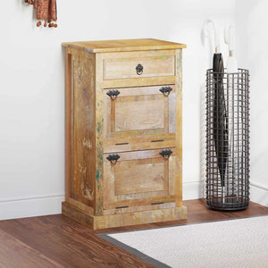 Schuhschrank mit 4 Fächern und Schublade Altholz Massiv
