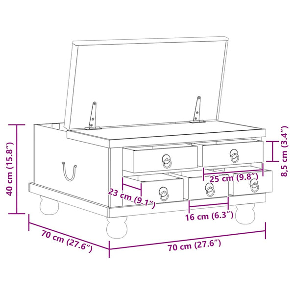 vidaXL Table basse en bois de récupération 70 x 70 x 38 cm