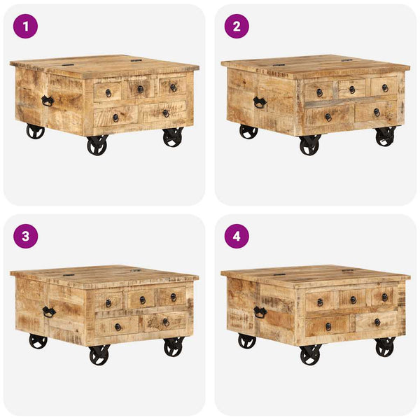 Couchtisch Raues Mangoholz 70x70x40 cm