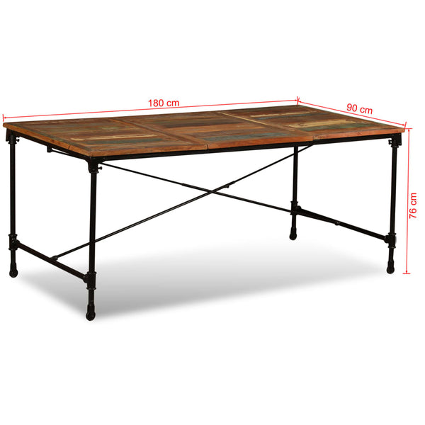 vidaXL Table de salle à manger en bois de récupération massif 180 cm