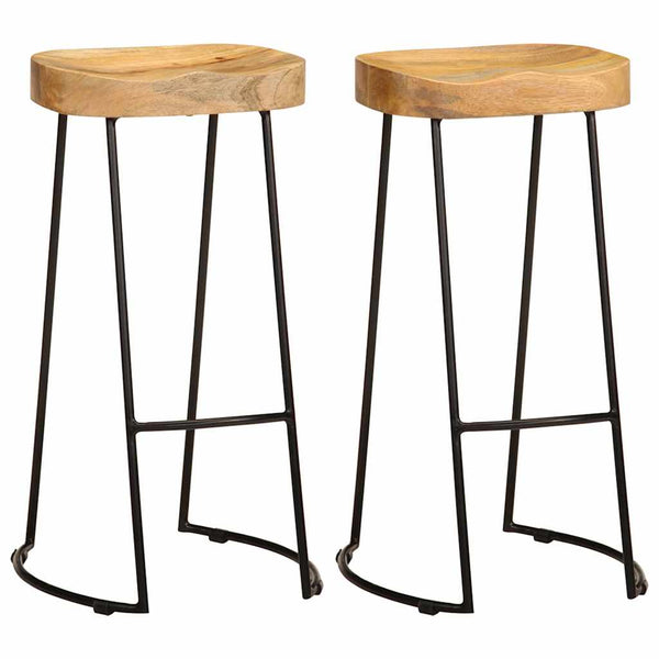 vidaXL Tabourets de bar 2 pcs Bois de manguier massif