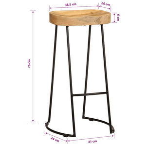 Barhocker 2 Stk. Mango Massivholz