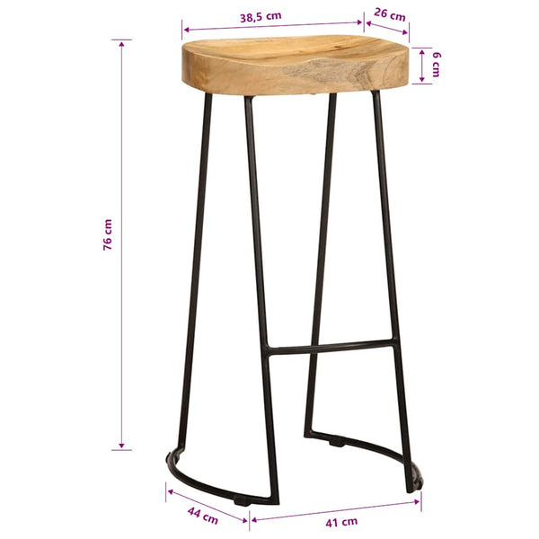 vidaXL Tabourets de bar 2 pcs Bois de manguier massif