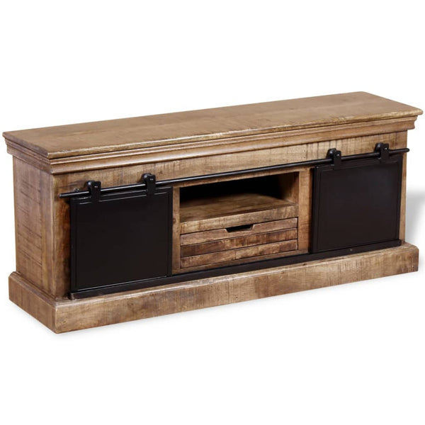 Meuble TV vidaXL avec 2 portes coulissantes en manguier massif 110x30x45 cm