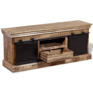 Meuble TV vidaXL avec 2 portes coulissantes en manguier massif 110x30x45 cm