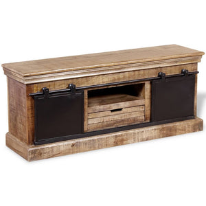 Meuble TV vidaXL avec 2 portes coulissantes en manguier massif 110x30x45 cm