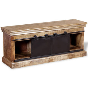 Meuble TV vidaXL avec 2 portes coulissantes en manguier massif 110x30x45 cm
