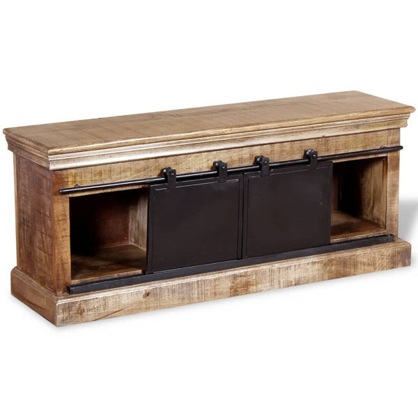 Meuble TV vidaXL avec 2 portes coulissantes en manguier massif 110x30x45 cm