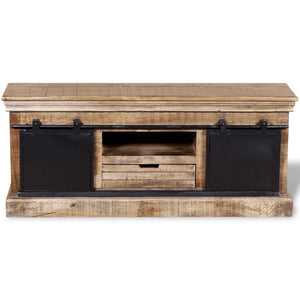 Meuble TV vidaXL avec 2 portes coulissantes en manguier massif 110x30x45 cm