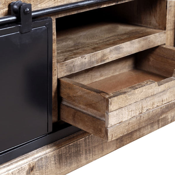 Meuble TV vidaXL avec 2 portes coulissantes en manguier massif 110x30x45 cm