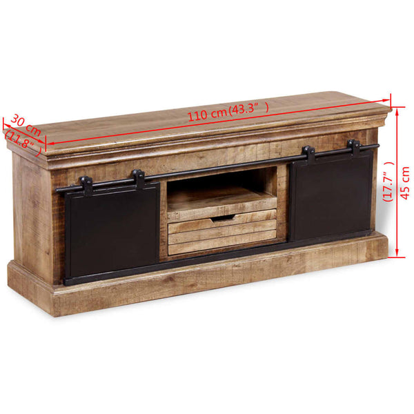 Meuble TV vidaXL avec 2 portes coulissantes en manguier massif 110x30x45 cm
