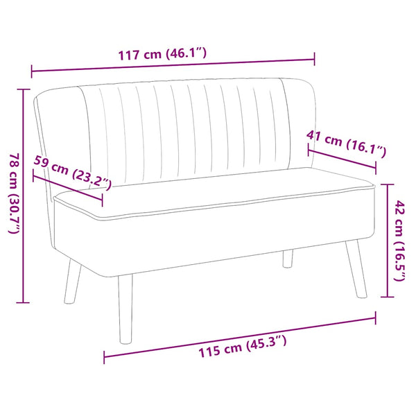 Sofa Stoff 117x55,5x77 cm Hellgrau
