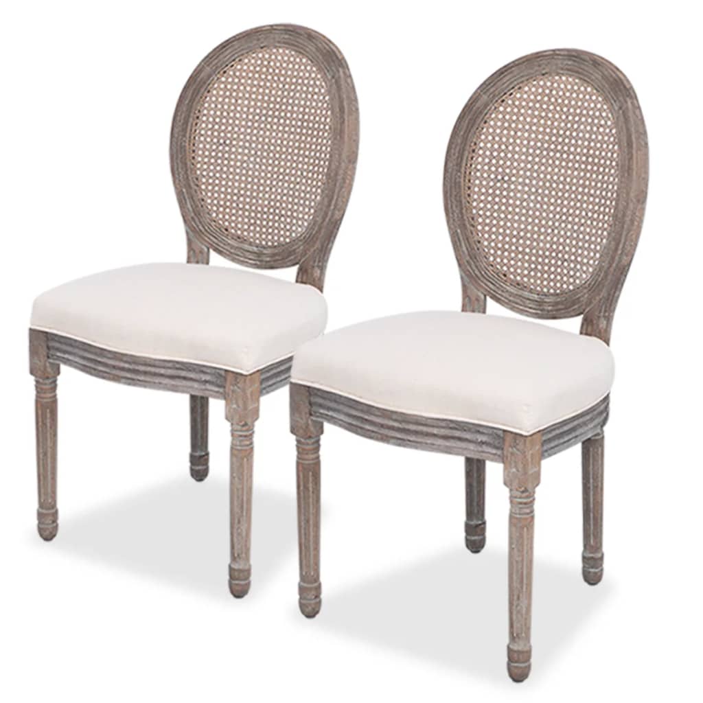vidaXL Chaises de salle à manger 2 pcs Crème Tissu