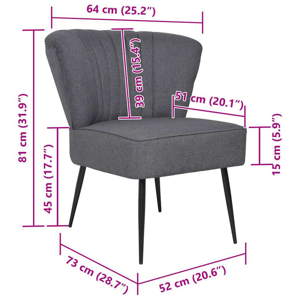 vidaXL Fauteuil cocktail gris foncé tissu