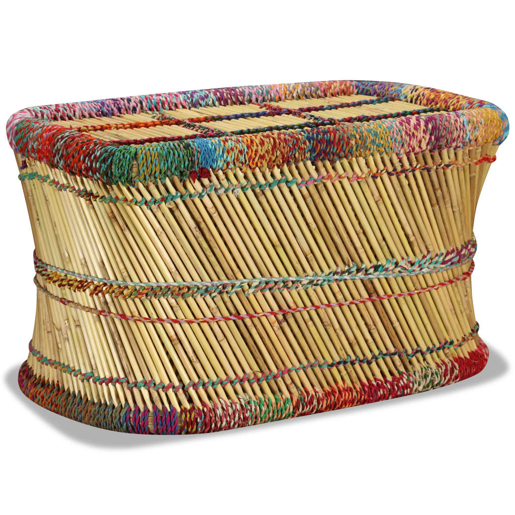 Couchtisch Bambus mit Chindi-Details Mehrfarbig