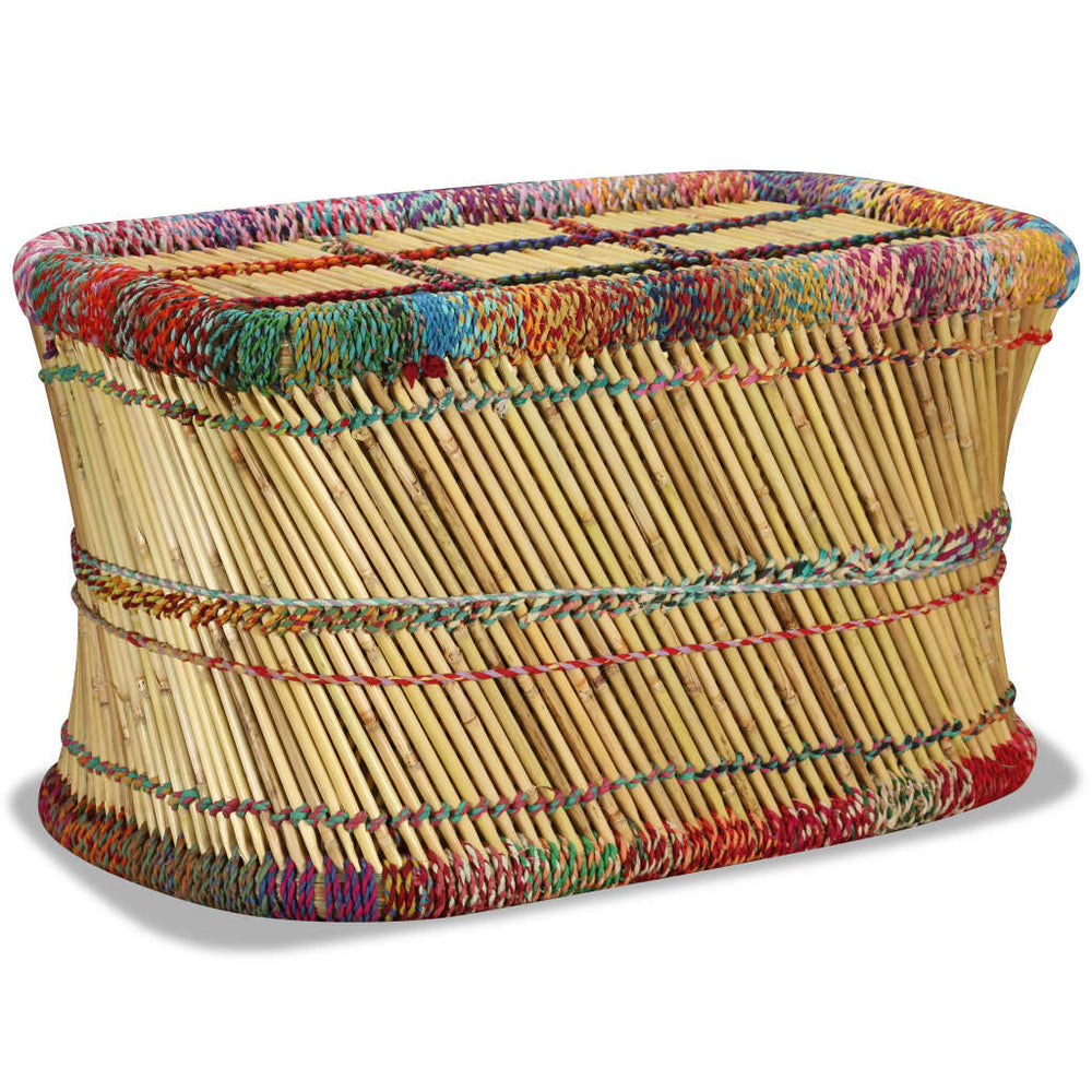 Couchtisch Bambus mit Chindi-Details Mehrfarbig