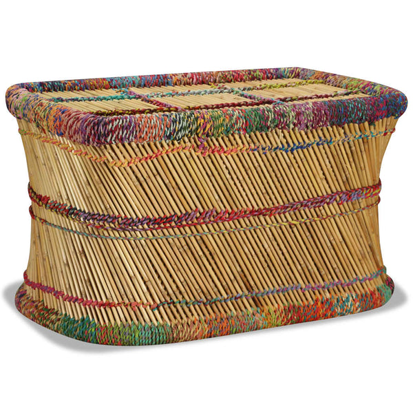 Couchtisch Bambus mit Chindi-Details Mehrfarbig