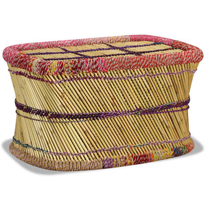Couchtisch Bambus mit Chindi-Details Mehrfarbig