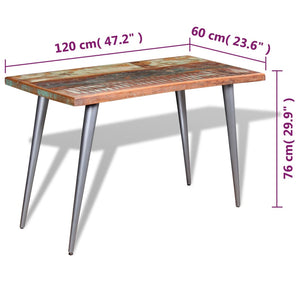 vidaXL Table de salle à manger en bois de récupération massif 120x60x76 cm