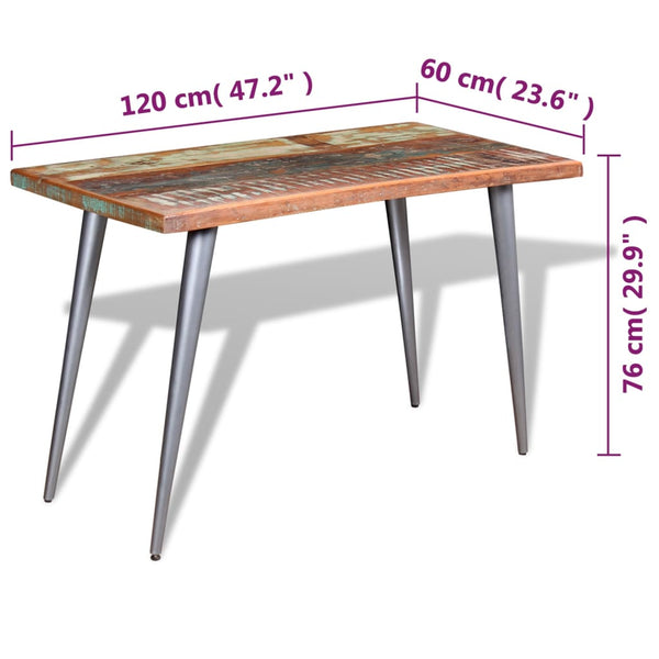 vidaXL Table de salle à manger en bois de récupération massif 120x60x76 cm