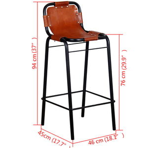 vidaXL Tabourets de bar 2 pcs Cuir véritable