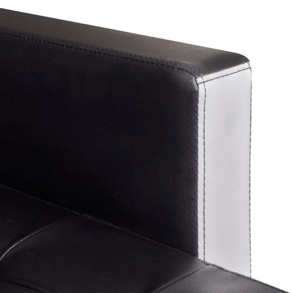 Schlafsofa L-Form Kunstleder Schwarz
